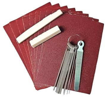 BALUKEYS Set di lime per capotasti per chitarra,2 tipi di carta vetrata,sella e capotasto per ponte per chitarra in osso acustico,13 lime di dimensioni diverse,fai da te per chitarra acustica