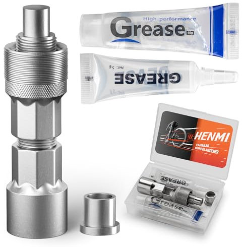 HENMI Kurbelabzieher Fahrrad 14mm Schlüssel Tretlager Werkzeug für 16mm Schraubenschlüssel,abzieher mit Schmieröl und Schmierfett, Kurbel Fahrräder kompatibel für (Shimano,Bosch,ISIS) Octalink