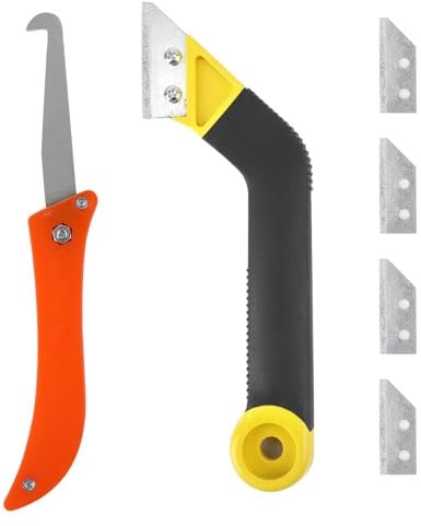 Grattoir Joint Carrelage, 6 Pièces Outil de Retrait de Joints Carrelage, Grattoir à Joints avec 4 Lames de Rechange, Grattoir Rasoir Nettoyage pour Carrelage, Grattoir a Dejointer Carrelage