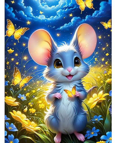 TOSTOG Diamond Painting für Erwachsene Anfänger,Maus und Schmetterling 5D Diamant Painting Kits Bilder für Erwachsene,DIY Full Drill Diamant Malerei Set 30x40cm für Wanddekor