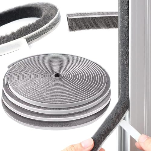 Selbstklebend Bürstendichtung Rolladen Außen, 10M(L) X 9mm(B) X 9mm(D) Bürstendichtung Selbstklebend Grau, Dichtungsbürste, Bürstendichtung Schiebetür für Schiebetüren Fenster Und Garderobe