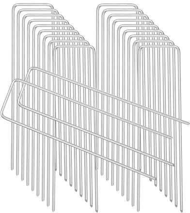 20x Sardines de Fixation Acier Anti-Rouille Piquets Jardin Camping Clôture Agrafes Géotextile Toile de Paillage Compatible Bordure Extérieur Grillage H150mm L25mm Ø3mm