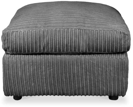 Generic jumbo cord fabric essential footstool large size (Grey), apk1414
