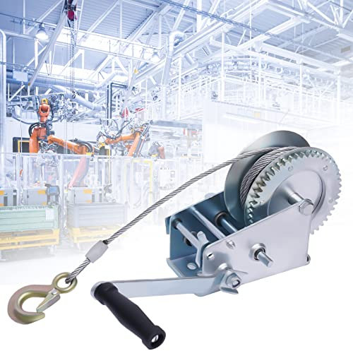 CCAUUB Profi Seilwinde Handwinde mit Drahtseil, Bootswinde 1588kg/3500LB 10 Meter Winde mit Kurbel PKW Anhänger, Profi Handseilwinde