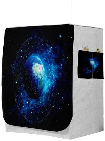 Highdi 3D Funda de Lavadora Cubierta, Secadoras de Carga Frontal Protector Exterior Cubierta a Prueba de Polvo (Capacidad L 10,5~12 kg,Noche Estrellada 2)