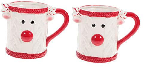PRETYZOOM 2St Weihnachtsbecher aus Keramik weihnachtsdeko Trinkgläser wihnachtsdeko lustige Kaffeetasse Wasserbecher Kaffeebecher Espressotasse Cartoon-Milchbecher Wasserkrug für zu Hause