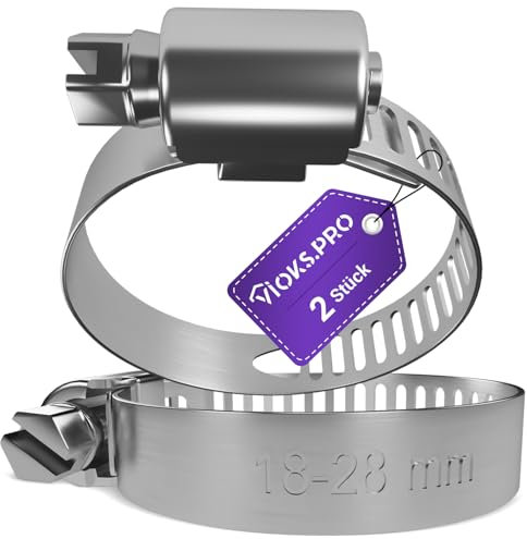 Viоks.pro - 2 fascette stringitubo in acciaio cromato, diametro 18 – 28 mm, morsetti metallici, fascette per tubi di scarico, set di fascette per lavatrice e lavastoviglie