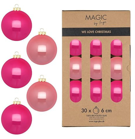 Weihnachtskugeln Glas 6cm 30 Stück - matt & glänzend - Christbaumkugeln Weihnachtsbaumkugeln für Weihnachten - Christbaumschmuck & Weihnachtsbaumschmuck - Candy Shop