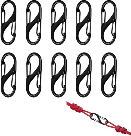 10 Stück Karabinerhaken Klein, S Karabiner Mini, Karabiner Klein, Kleine Karabinerhaken Mini, Karabinerhaken Klein Schwarz, Für Outdoor Camping Zuhause Wandern