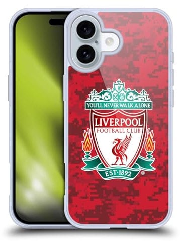 Head Case Designs Officially Licensed Liverpool Football Club Home Red Crest Digital Camouflage Soft Gel Case Compatible With Apple iPhone 16