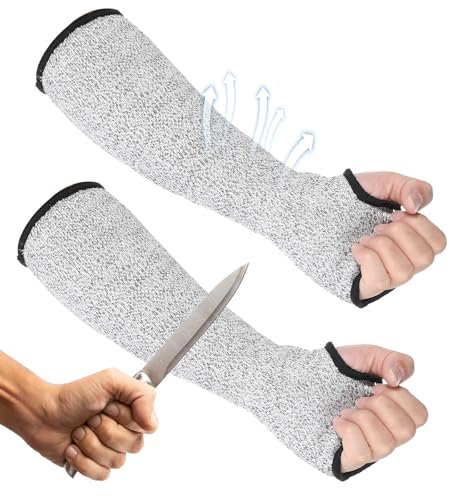 Tyqour Schnittfeste Ärmel, Sicherheits Armschutz, Schnittfeste Strickhüllen, Schutzniveau 5 Reisfest Ärmel mit Daumenloch Hilft, Bequem und Atmungsaktiv Protective Arm Sleeve Gaming Sleeve