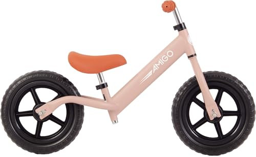 AMIGO Hopper Laufrad - Ab 2 Jahre - Anti-Rutsch-Griffe - Lenker & Sattel höhenherstellbar - Leicht - 12 Zoll Räder - Jungen/Mädchen - Rosa