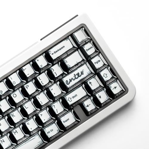 ULTRAEQUIP PBT Keycaps White Manga Style 141 Keys Cherry Profile Dye Sub Retro Keycaps for Mechanical Keyboard