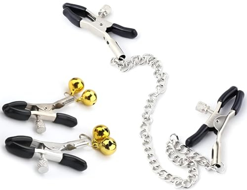 2 Paar Nippelklemmen Brustwarzen,Edelstahl Nippelklemmen,Einstellbare Nippel Klemmen,Bruststimulatoren Für Für Frauen Und Männer,Brustwarzenklemmen Mit Glocken Und Kette,Für Frauen Und Männer