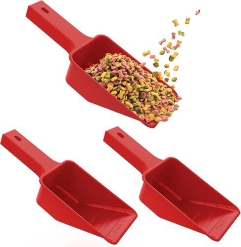 masteymoh Cuchara de comida para mascotas, 2 tazas (paquete de 3), cucharas medidoras multiusos para ingredientes secos, cuchara de plástico apta para lavavajillas con líneas de medición para una