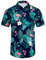 XiaoMoSha Mens Hawaiian Shirts Short Sleeve Wrinkle Free Button Down Summer Casual Shirt for Men Tropical Holiday Beach Funky Party Tops, GreenFlamingo, Large