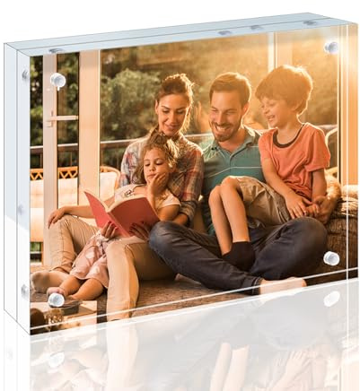 EGOFINE A5 Picture Frames Acrylic Frames, Magnetic Double Sided Photo Frame, Free Standing Desktop