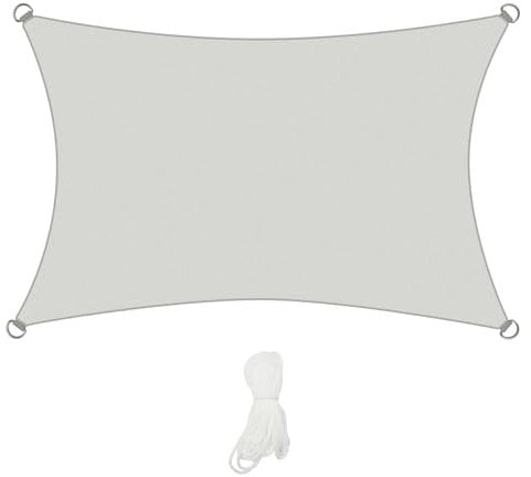 3x4m/4x5m Water-Repellent Sun Shade Sail - Sun Shading Rectangle Canopy Polyester Reinforced for Patio, Garden, Backyard, Lawn, Pool, Deck, Courtyard, Carport & Outdoor Areas (4 * 5m)