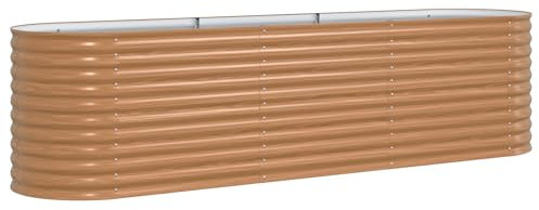 vidaXL Braunes Hochbeet in Holzoptik 320X80X81 cm Langlebiger Metallpflanzgefäß Modernes Design Für Innen und Außen Gärtnern Pflanzboxen