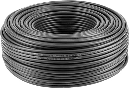 1 x 100m - Cavo solare 6mm² H1Z2Z2-K CPR (classe di reazione al fuoco) B2ca per impianti fotovoltaici, senza alogeni, ignifugo, resistente ai raggi UV, isolamento XLPO, per impianti fotovoltaici