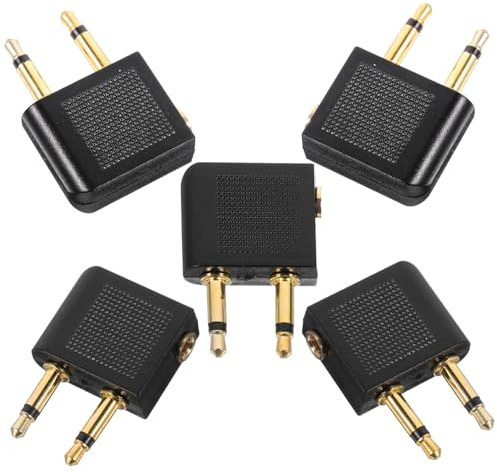 NOLITOY 5 pezzi Adattatore Audio per Cuffie da Aereo Convertitore Jack Femmina Doppio Maschio Design Ergonomico Compatto e Resistente per Intrattenimento Voli