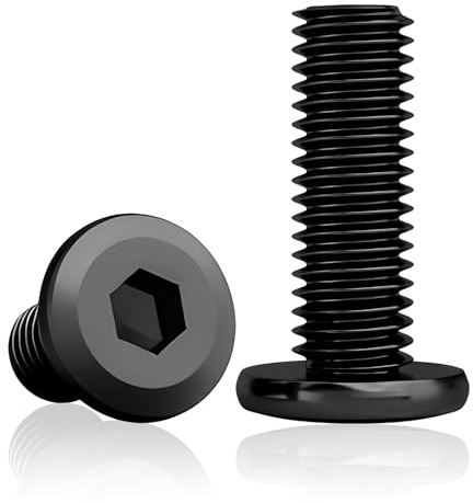 Lot de 60 vis à tête bombée M6x20 mm, inox noir six pans creux | M6x20 mm inox A2 V2A noir à six pans creux et filetage complet pour meubles, appareils, atelier et DIY