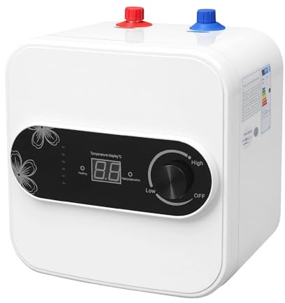 Untertischboiler 8L, 1500W Druckfester Warmwasserspeicher mit LED Digitalanzeige, Temperaturregelung 30-65℃, Untertischgerät für Küche und Bad, Wandmontage