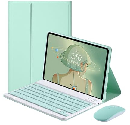 Bueuwe Funda Teclado para iPad Mini 2/3/4/5 de 7,9 Pulgadas, Ratón y Teclado Bluetooth inalámbrico magnético Desmontable,Pale Green