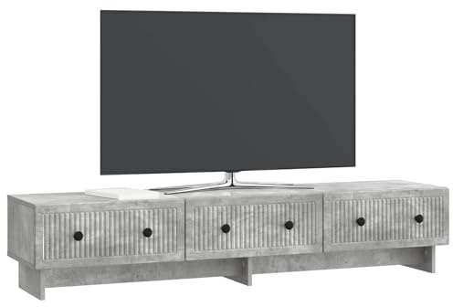 vidaXL TV-Schränk Betongrau 147 x 34,5 x 30 cm Holzwerkstoff, Wohnzimmer, Vintage-Stil, rechteckiger TV-Ständer, viel Stauraum, Moderne Medien-Einheit, Holzschrank