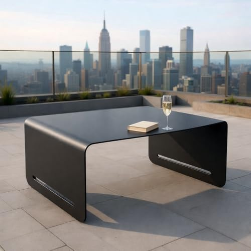 teileplus24 Toronto Terrassentisch Korrosionsfrei | Loungemöbeltisch | Pulverbeschichtet | UV Beständig | Massiv | Beistelltisch | Gartentisch | Balkontisch