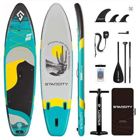 COIL SUP-Board - Aufblasbares SUP Board Set – Stand Up Komplettset - Set - wasserdichte Handytasche - Stabil - Leicht - mit Paddel - mit Pumpe - Zubehör (Blaugrau, 335x84x15cm)