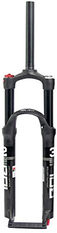 WIQUYBML Forcella Ammortizzata per MTB, Forcella ad Aria in Lega di Alluminio 1-1/8 28,6 mm, Tubo Dritto, Compatibile con Freni a Disco, Corsa 120 mm, Nera - 27,5 Pollici