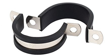 Sourcingmap 35mm Dia EPDM Rubber Lined U Shaped Pipe Tube Wire Clamps Clips 2pcs