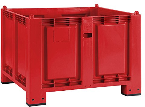 BRB Palettenbox mit 4 Füßen, LxBxH 1200x800x850 mm, Boden/Wände geschlossen. Tragkraft 500 kg (rot)