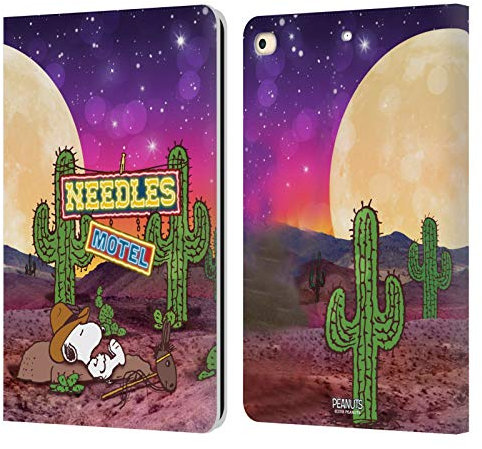Head Case Designs Licenciado Oficialmente Peanuts Nebulosa Cactus Agujas Snoopy Space Cowboy Carcasa de Cuero Tipo Libro Compatible con Apple iPad 9.7 2017 / iPad 9.7 2018