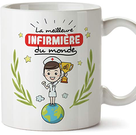 Mugffins Infirmière Tasses Originales de café et Petit-déjeuner à Donner Travailleurs Professionnels - La Meilleure Infirmière du Monde - Cérami