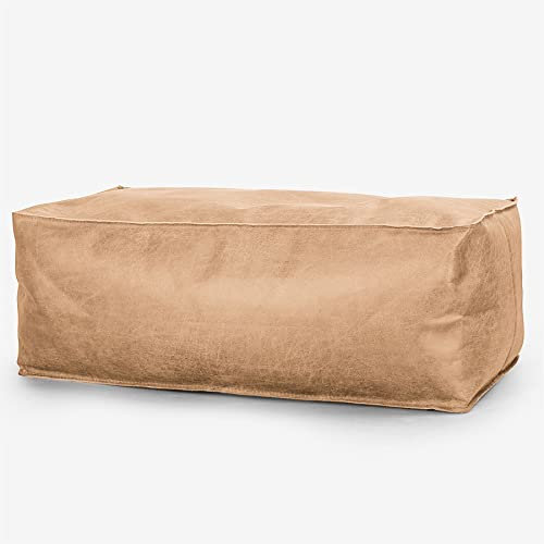Lounge Pug, Groß Fußhocker Pouf, Vintage Leder Goldbraun