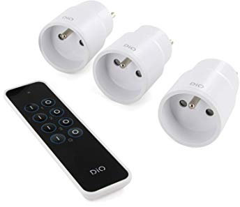 Set de 3 mini prises nano On/Off + télécommande - 2300W - Blanc et Noir - DiO