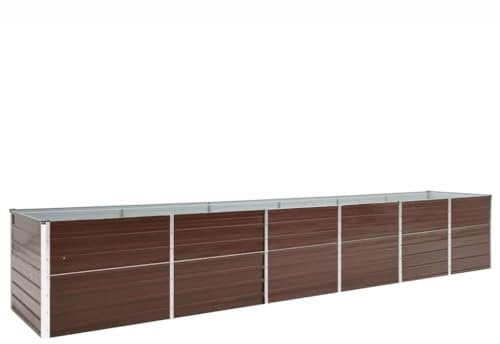 vidaXL Hochbeet Pflanzkübel Pflanzbeet Gemüsebeet Gartenbeet Frühbeet Blumenkasten Pflanzkasten Garten Verzinkter Stahl 480x80x77cm Braun