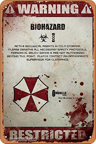 Warnung!Biohazard Restricter Vintage-Look Eisen 20 x 30 cm Dekoration Schild für Zuhause Küche Bad Bauernhof Garten Garage inspirierende Zitate Wanddekoration