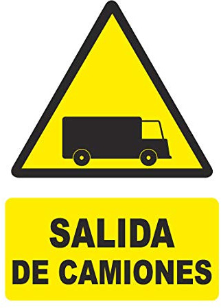 Seribas Señal Atención Salida de Camiones, Cartel de PVC 0,7 mm A4 21 x 30 cm Tinta y Material Resistente Interiores y Exteriores