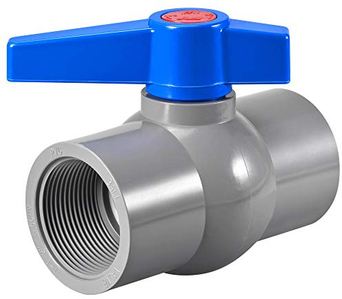 sourcing map Ball Valve, G1-1/2 Female Thread PVC Valve for Aquarium Setup, Sump Pump, Pool, Garden Sprinkler Gray Blue