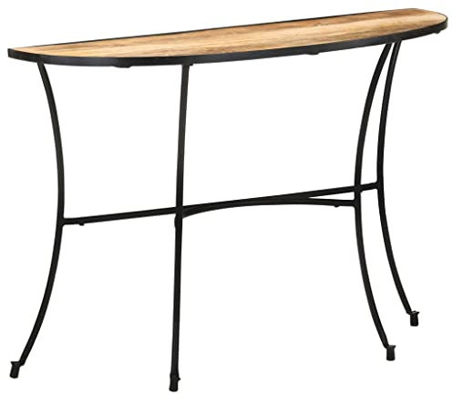 vidaXL Mangoholz Massiv Beistelltisch Halbkreisförmig Konsolentisch Flurtisch Wandtisch Konsole Sideboard Ablagetisch Tisch 110x40x77cm