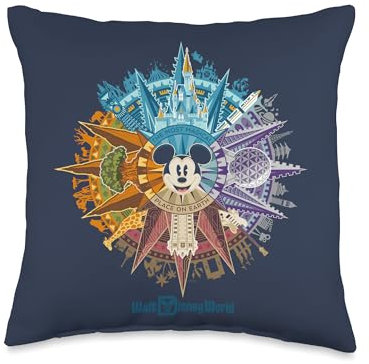 Disney Walt World Parks Mickey Blue Throw Pillow, 16x16, Multicolor