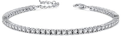 Tennisarmband aus Solide 925 Sterling Silber mit AAA-Zirkonia Romantisches Hochzeit Tennis Armband Geschenk Schmuck für Damen Mädchen Herren Jungs Unisex - Breite 2 mm, Länge 17,5 cm