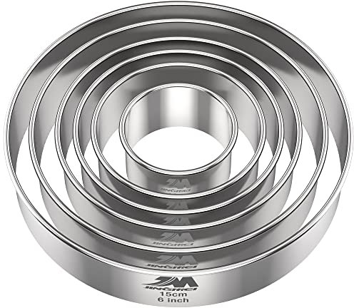 M JINGMEI M JNGMEI 6 Pieces Stainless Steel Cookie Biscuit Cutter Set 2'', 3'',3.5'', 4'',5''and6'' Biscuit Plain Edge Round Cutters large Sizes Shape Molds Ranging from 2-6 Inches Multiple Sizes