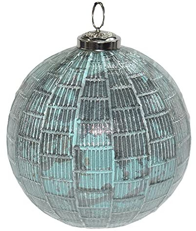 Clayre & Eef Weihnachtskugel Ø 12 cm Türkis Glas Metall Weihnachtsdekoration