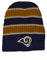 Reebok Los Angeles Rams Strickmütze, marineblau, gestreift, Bunker-Totenkopf-Mütze, NFL Cuffless Knit Toque Beanie