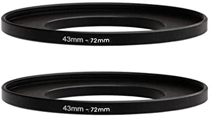 Fotasy (2 Pcs) 43-72MM Step Up Ring Adapter, 43mm to 72mm Filter Ring, Aluminium, Black