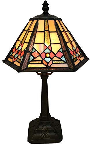 Bieye Mission Tischlampe aus Buntglas im Tiffany-Stil für die Heimdekoration (10 Zoll Diagonale)